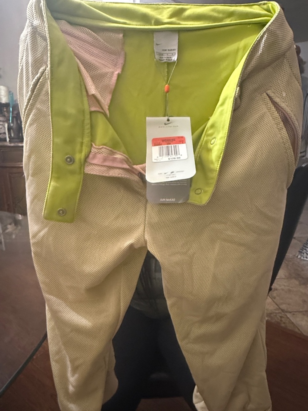 Nike Women's Skinny Pants Beige with Lime Green Lining